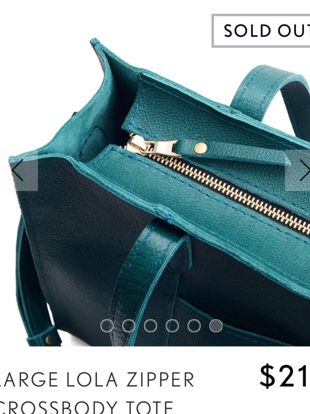 Portland leather goods East-West Lola Zipper Tote Seaglass - Picture 3 of 9